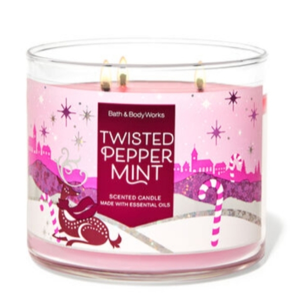 TWISTED PEPPERMINT 3 WK CANDLE BATH & BODY WORKS - Picture 2 of 2